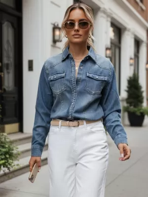 Damenhemd DSTREET DY0491 BLAU
