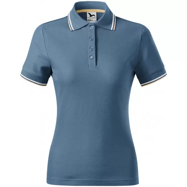  Damen-T-Shirt mit Kragen MALFINI FOCUS 233 DENIM 