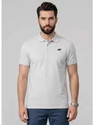 Herren-T-Shirt mit Kragen 4F WMM00TPTSM0771 KALTE HELLGRAUE MELANGE