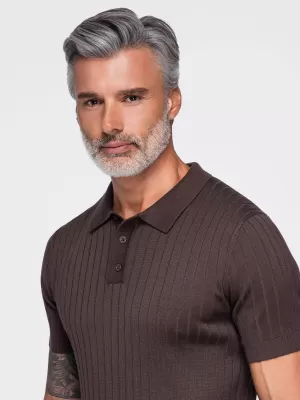 Herren-Poloshirt OMBRE OM-POSS-0180 HELLBRAUN