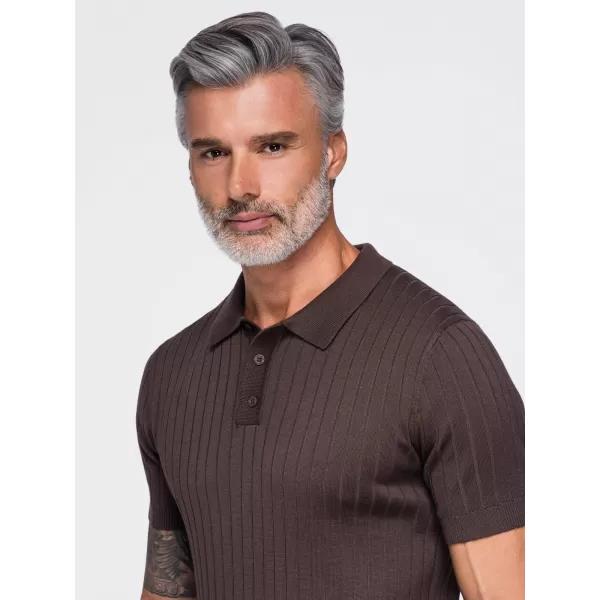  Herren-Poloshirt OMBRE OM-POSS-0180 HELLBRAUN 