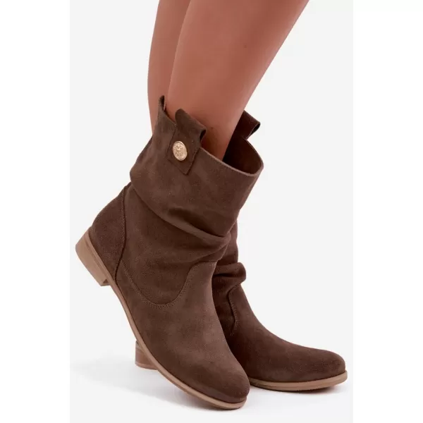  Damen-Stiefeletten ZAZOO 4210 BRAUNES WILDLEDER 
