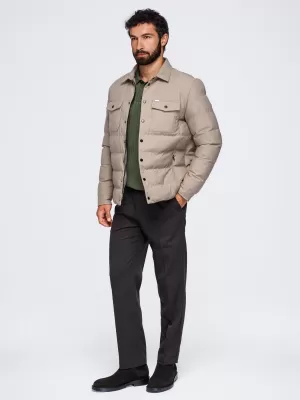 Gesteppte Hemdjacke für Herren OMBRE OM-JALP-0256 SCHWARZ