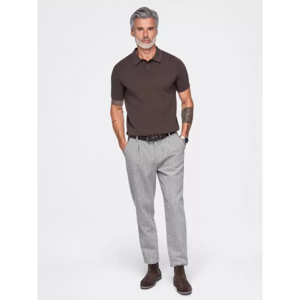  Herren-Poloshirt OMBRE OM-POSS-0178 DUNKELBRAUN 