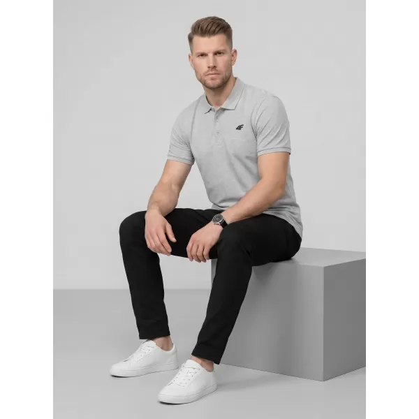  Herren-T-Shirt mit Kragen 4F WMM00TPTSM0770 DUNKELGRAU MELIERT 