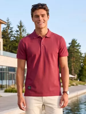 Herren-T-Shirt mit Kragen ALTISPORT NP/ALMST90601 BURGUND
