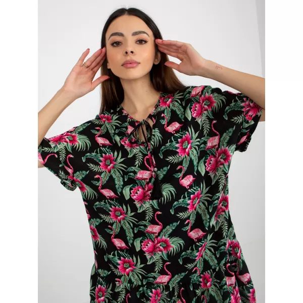  Kleid SUBLEVEL D73771M30306C SCHWARZ UND GRÜN 