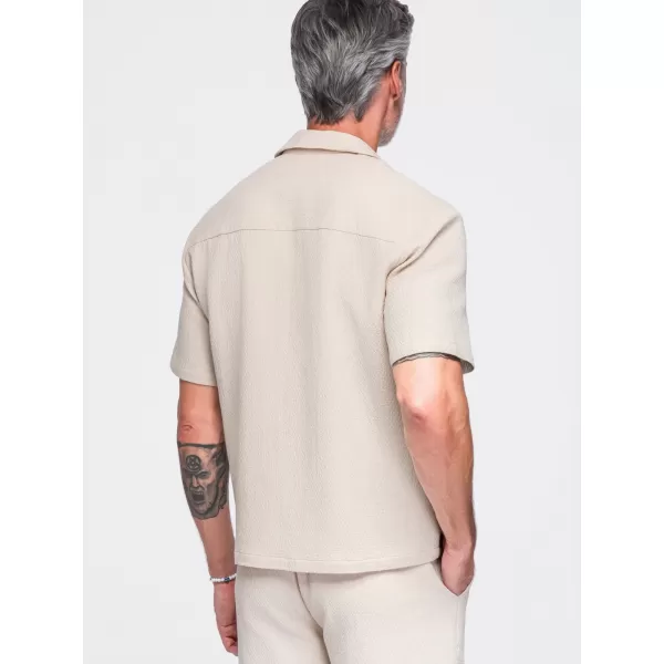  Herrenhemd OMBRE OM-SHSS-0220 CREMEFARBEN 