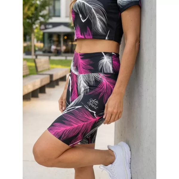  Premium-Overknee-Leggings für Damen (neue Größen) ALTISPORT VOJ/ALW001LEG06 SCHWARZ/ROSA 