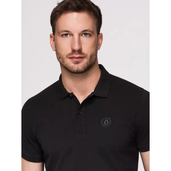  Herren-T-Shirt mit Kragen OMBRE OM-POBS-0171 SCHWARZ/MARINE/WEIß 