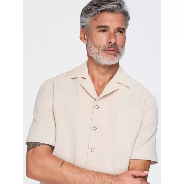  Herrenhemd OMBRE OM-SHSS-0220 CREMEFARBEN 
