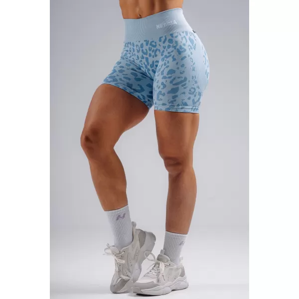  Kompressions-Push-up-Shorts mit Leopardenmuster NEBBIA PRIMAL 856 BLAUER LEOPARD 
