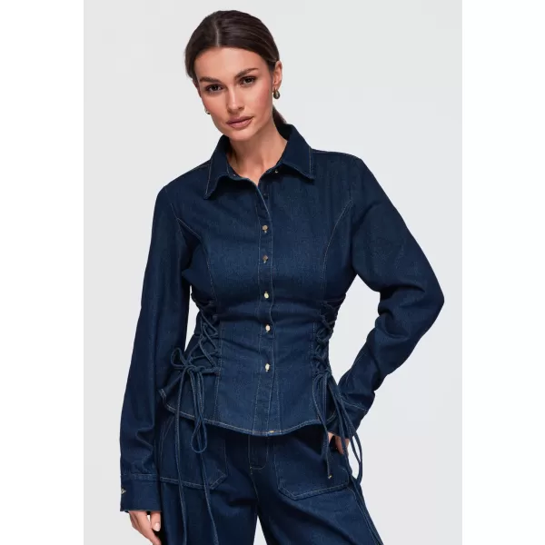  Damenhemd OMBRE OW-SH-E0070 MARINEBLAU 