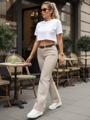 Damenhosen DSTREET UY3059 NATURFARBEN