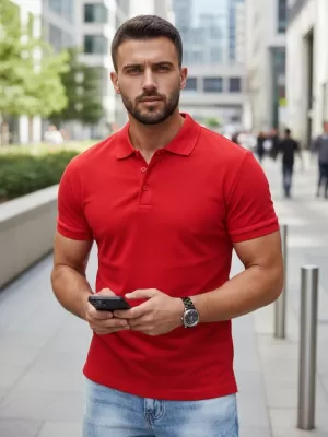 Herren-T-Shirt mit Kragen DSTREET PX0515 ROT