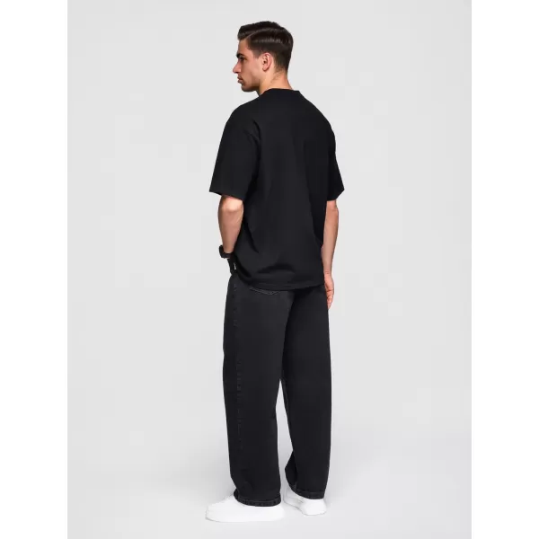  Herren-T-Shirt OMBRE OM-TSBC-0291 CREMEFARBEN/CREMEFARBEN/SCHWARZ 
