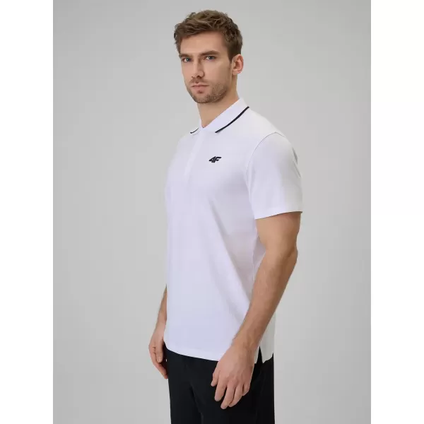  Herren-T-Shirt mit Kragen 4F WMM00TPTSM0773 WEIß 