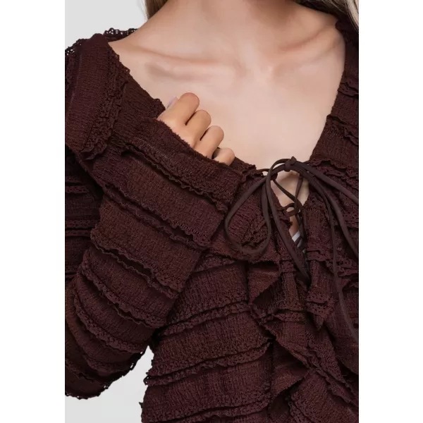 Damenbluse OMBRE OW-TS-E0067 DUNKELBRAUN 