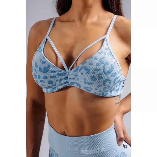  Sport-BH mit mittlerem Halt und Leopardenmuster NEBBIA PRIMAL 854 BLAUER LEOPARD 
