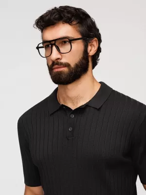 Herren-Poloshirt OMBRE OM-POSS-0180 SCHWARZ