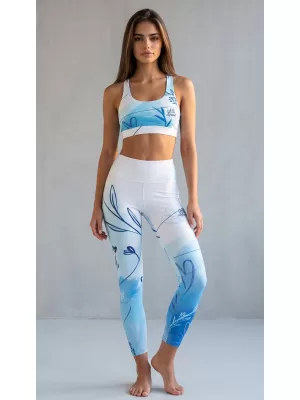Lange Premium-Leggings für Damen (neue Größen) ALTISPORT VOJ/ALW083LEG05 WEIß BLAU