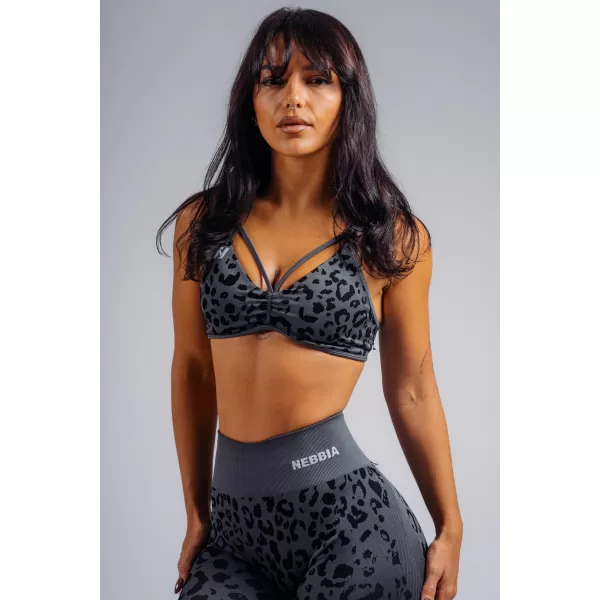  Sport-BH mit mittlerem Halt und Leopardenmuster NEBBIA PRIMAL 854 SCHWARZER LEOPARD 