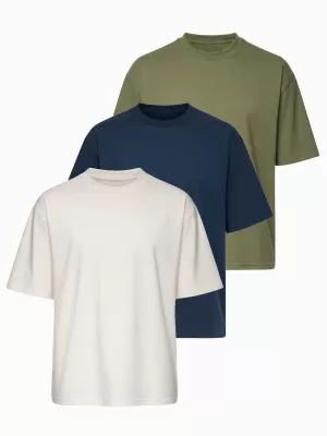 Herren-T-Shirt OMBRE OM-TSBC-0291 GEBROCHENES WEIß/BLASSES OLIV/MARINEBLAU