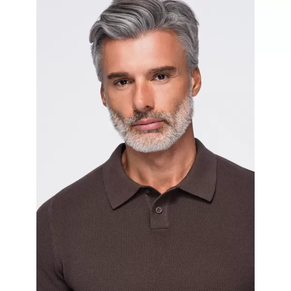  Herren-Poloshirt OMBRE OM-POSS-0178 DUNKELBRAUN 