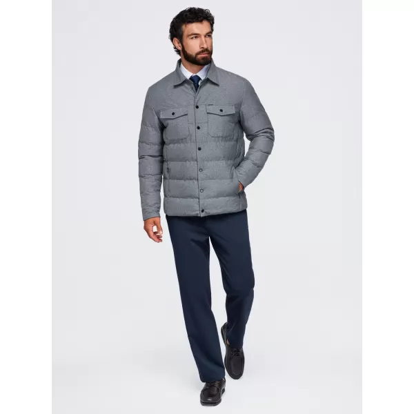  Gesteppte Hemdjacke für Herren OMBRE OM-JALP-0256 GRAUE MELANGE 