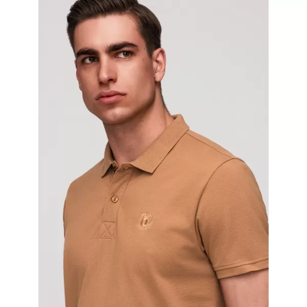  Herren-T-Shirt mit Kragen OMBRE OM-POBS-0171 WEIß/WEIß/HELLBRAUN 