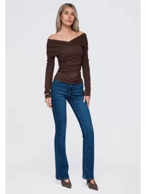 Damenbluse OMBRE OW-TS-E0088 BRAUN