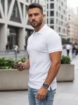 Herren-T-Shirt mit Kragen DSTREET PX0514 WEIß