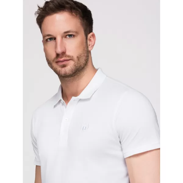  Herren-T-Shirt mit Kragen OMBRE OM-POBS-0171 WEIß/WEIß/HELLBRAUN 
