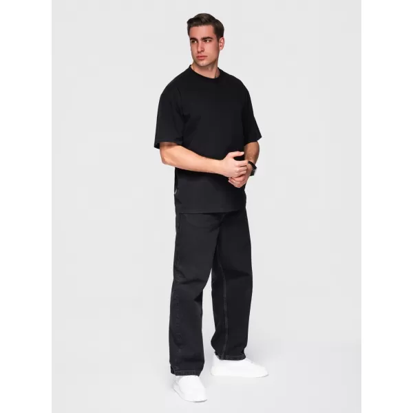  Herren-T-Shirt OMBRE OM-TSBC-0291 SCHWARZ/CREMEFARBEN/HELLOLIV 