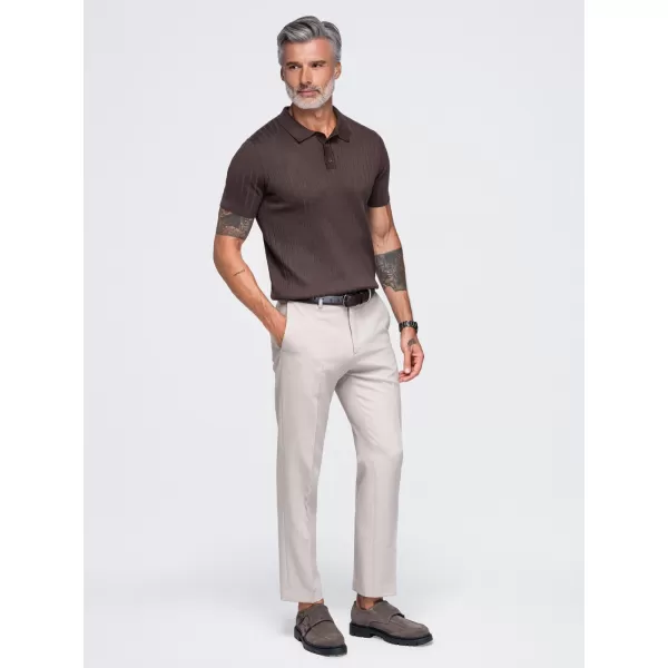  Herren-Poloshirt OMBRE OM-POSS-0180 HELLBRAUN 