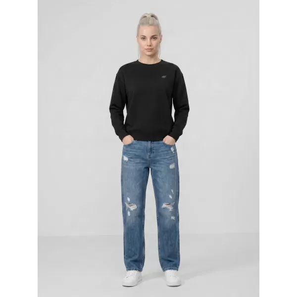  Damen-Sweatshirt 4F WMM00TSWSF2534 TIEFSCHWARZ 