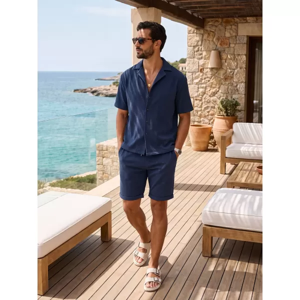  Herrenhemd OMBRE OM-SHSS-0220 MARINEBLAU 