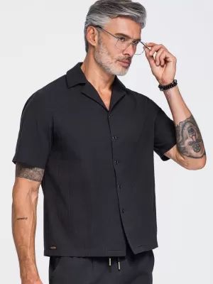 Herrenhemd OMBRE OM-SHSS-0221 SCHWARZ