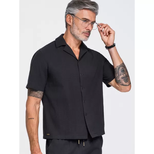 Herrenhemd OMBRE OM-SHSS-0221 SCHWARZ 