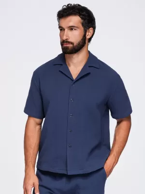 Herrenhemd OMBRE OM-SHSS-0220 MARINEBLAU