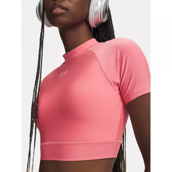  Damen-T-Shirt UNDER ARMOUR HEATGEAR CROP MOCK SS 6010006-600 ROSA 