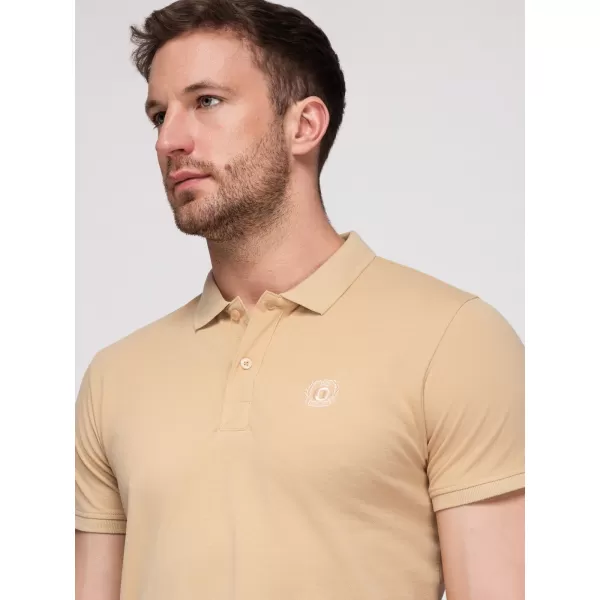  Herren-T-Shirt mit Kragen OMBRE OM-POBS-0171 SCHWARZ/WEIß/BEIGE 