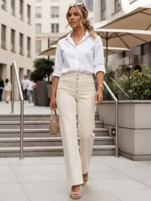 Damenhosen DSTREET UY3052 NATURFARBEN