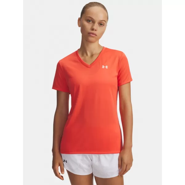  Damen-T-Shirt UNDER ARMOUR TECH SSV- SOLID 1384229-690 ROT 