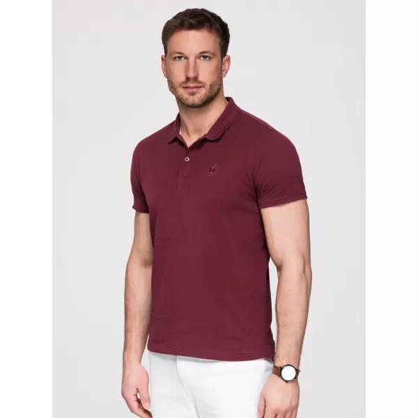  Herren-T-Shirt mit Kragen OMBRE OM-POBS-0171 WEIß/KASTANIENBRAUN/DUNKELBLAU 