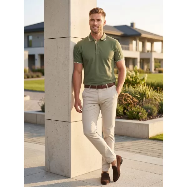  Herren-T-Shirt mit Kragen MALFINI FOCUS 232 KHAKI 
