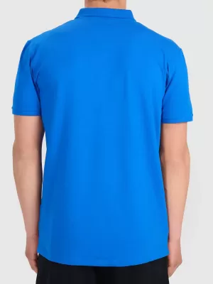 Herren-T-Shirt mit Kragen 4F WMM00TPTSM0770 BLAU