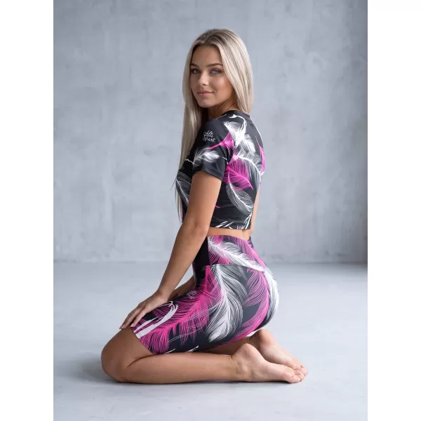  Premium-Overknee-Leggings für Damen (neue Größen) ALTISPORT VOJ/ALW001LEG06 SCHWARZ/ROSA 