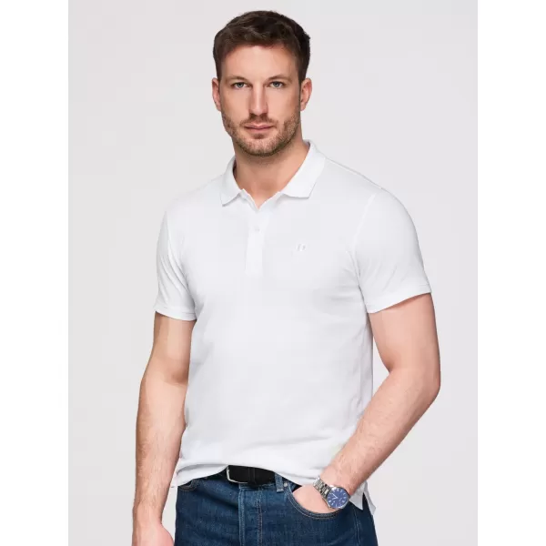  Herren-T-Shirt mit Kragen OMBRE OM-POBS-0171 WEIß/WEIß/HELLBRAUN 