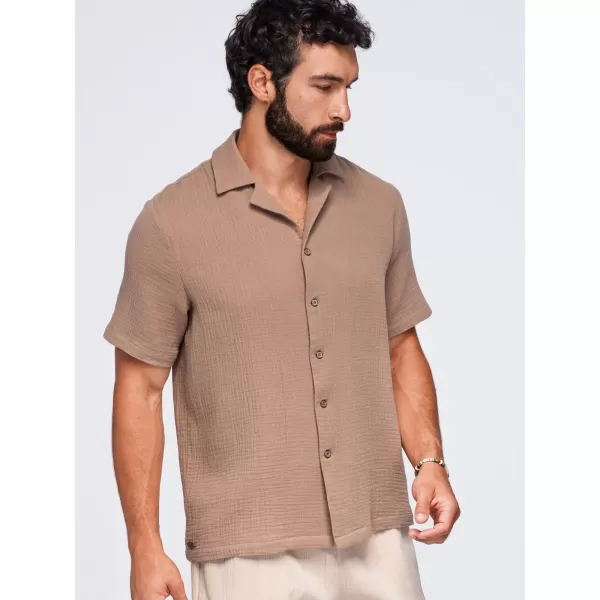  Herrenhemd OMBRE OM-SHSS-0223 HELLBRAUN 